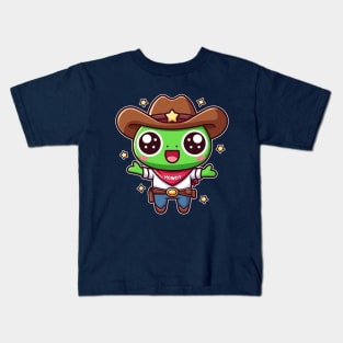 Kawaii Cowboy Frog Funny Country Toad Lover Kids T-Shirt